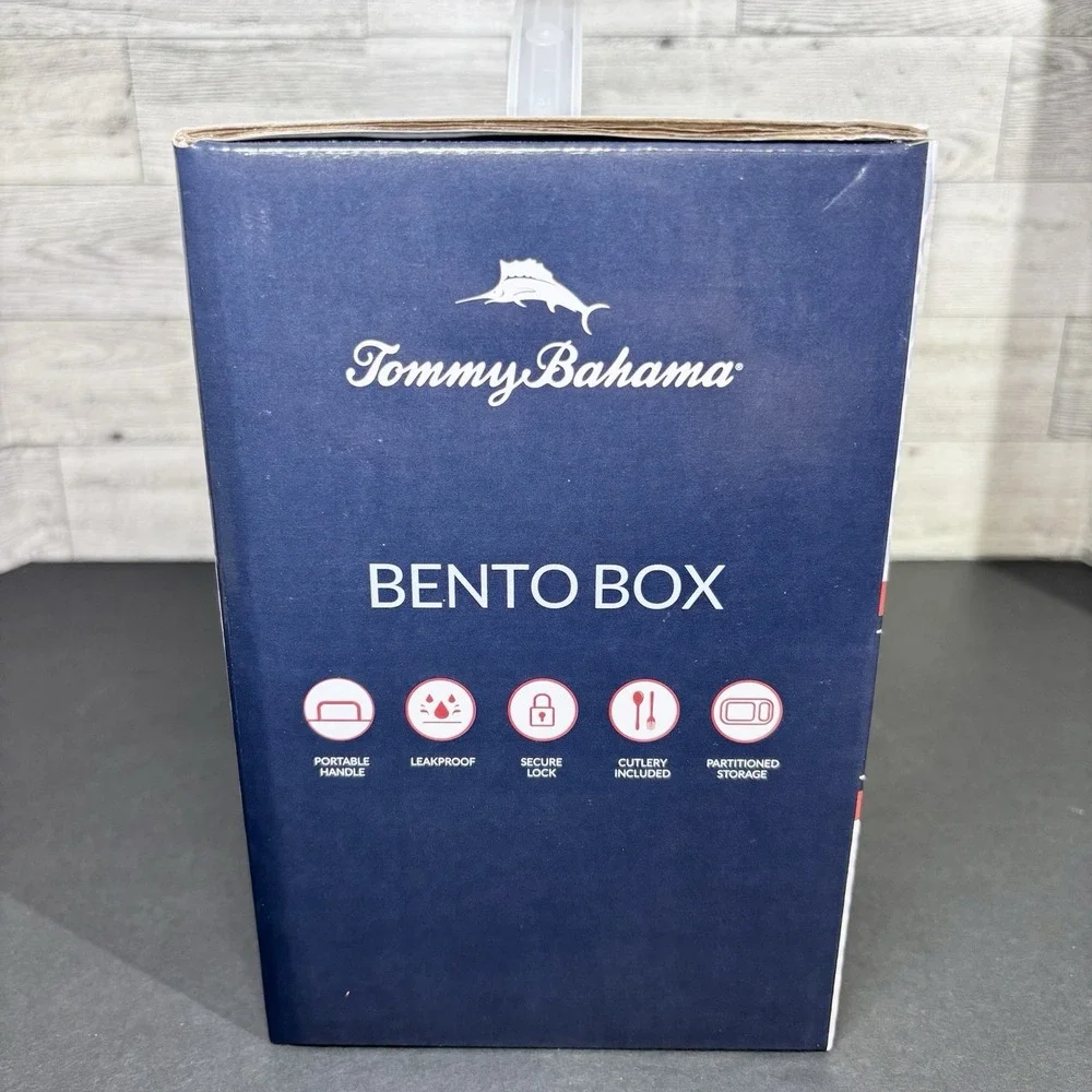 NIB Tommy Bahama Bento‎ Box/Lunch Box w/Handle, 3 Tier, Leak-proof, Plastic